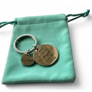 Grandpa In Memory Keychain I Used to be His Angel Now he's Mine Memorial Silver